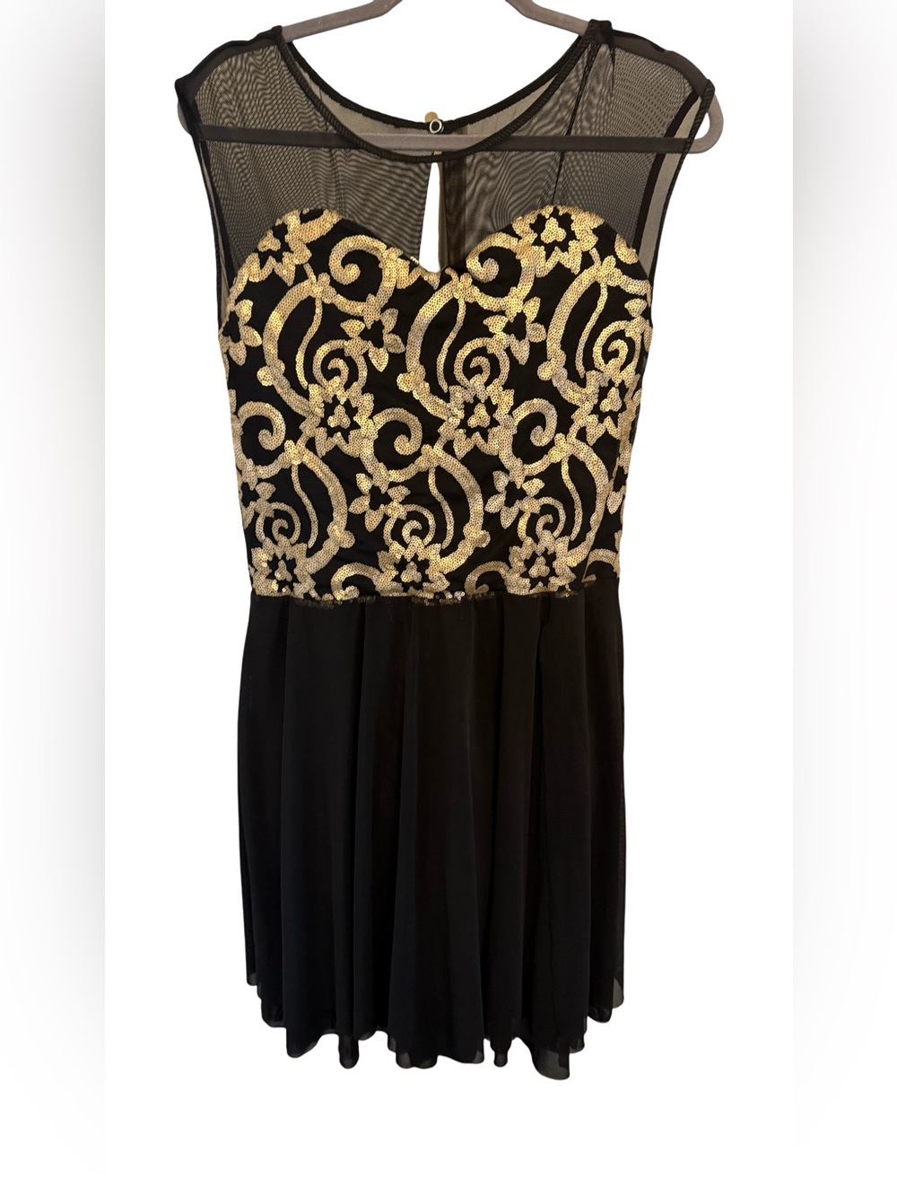 Weissman XL Black Gold Sequin Dance Performance Costume Dress Mesh